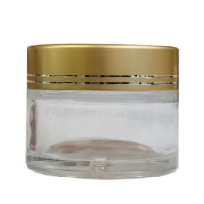 Clear Glass Jar with Rose Gold Lid Container