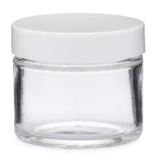 Clear Glass Jar with White Lid Container