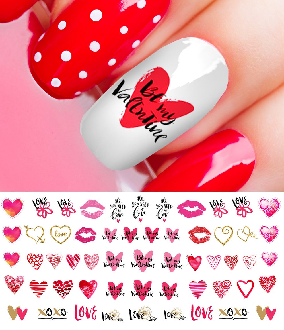 Valentine's Day Nail Art Heart Decals