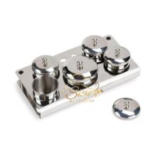 Metal 3 Piece 5 Holes Pink & White Acrylic Powder & White Acrylic Jar Organizer Tray